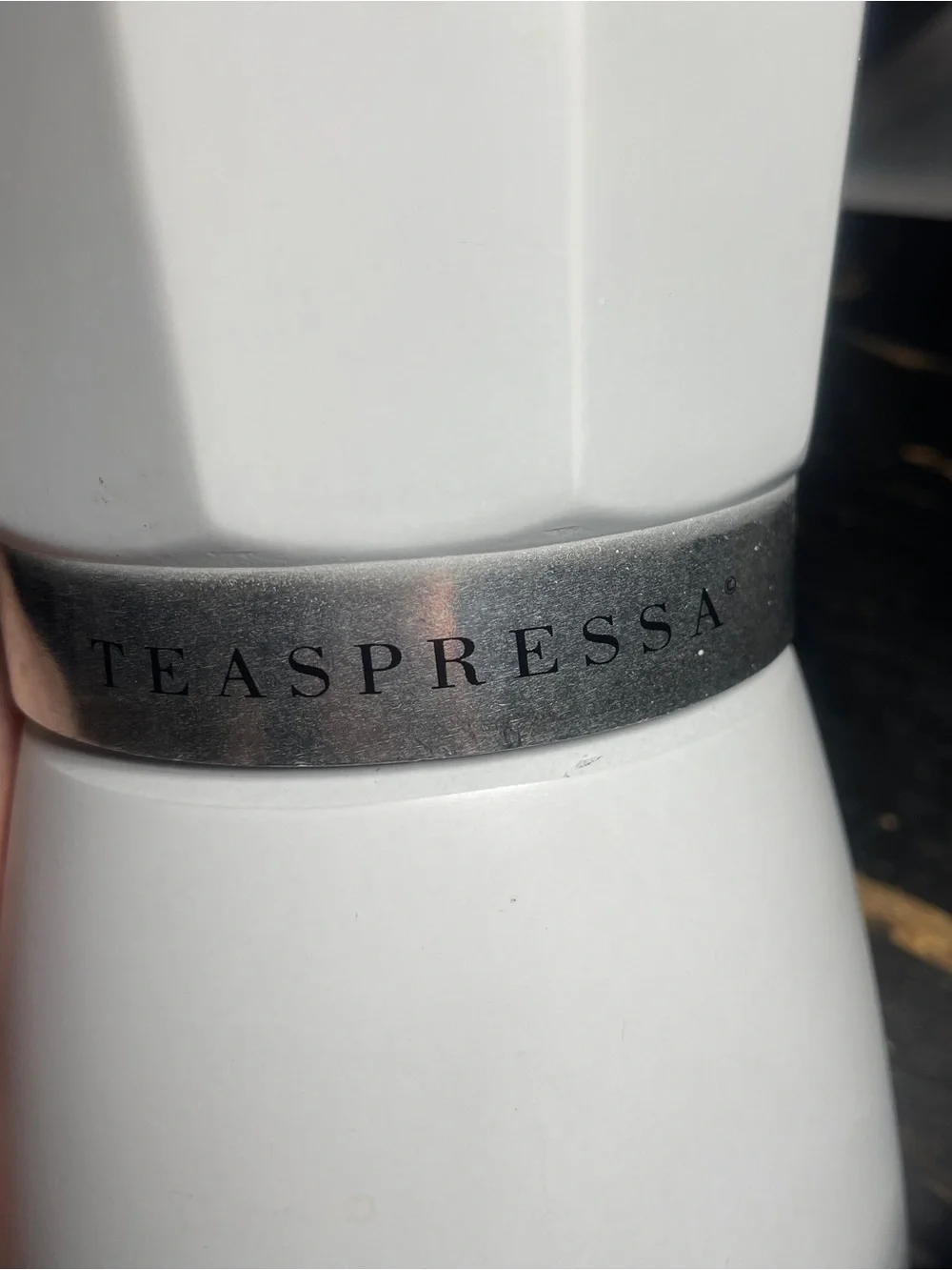 Teaspressa White Stovetop Coffee Maker Moka Pot with Black Handle brand New